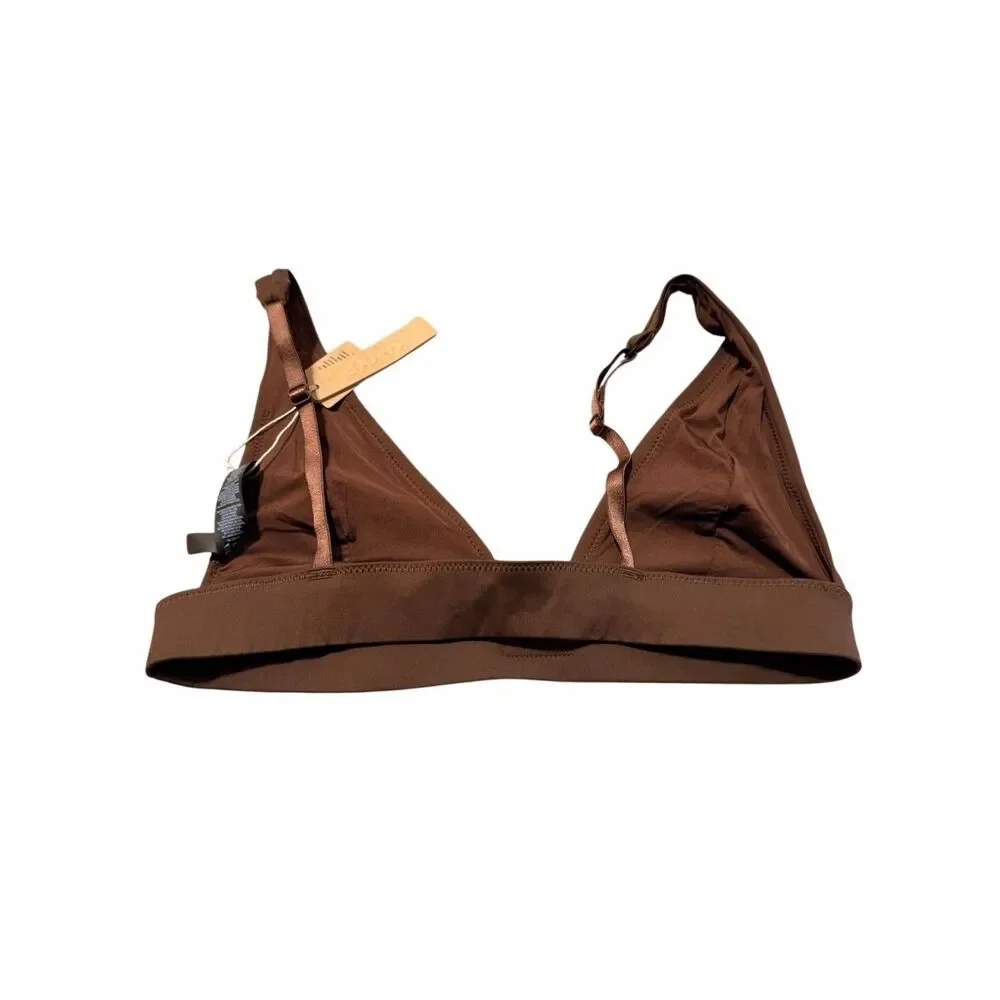 SKIMS Signature Swim Plunge Bikini Top - Cocoa Brown - Size M - New with Tags